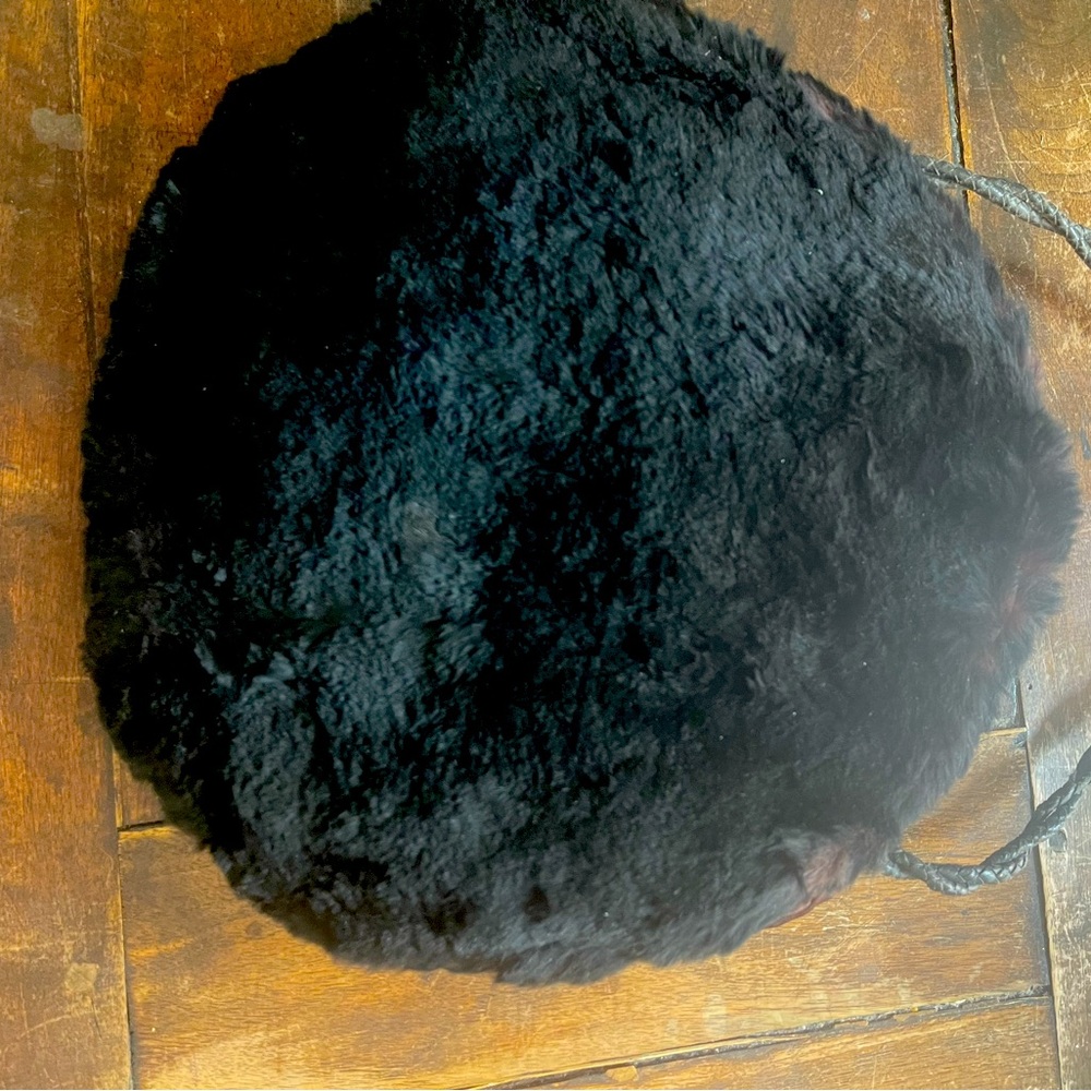 Vintage adorable black fur handbag
